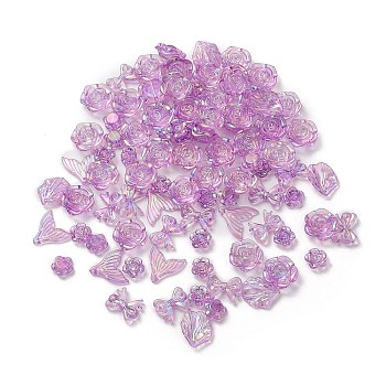 DIY Jewelry Making Finding Kit, Incluidng Transparent Acrylic Charms and Beads, AB Color, Mixed Shapes, Orchid, 11~21x12~27x3~7mm, Hole: 1~2mm, about 74pcs/50g