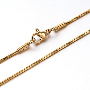 304 Stainless Steel Snake Chains Necklaces, with Lobster Clasps, Golden, 23.7 inch(60.2cm), 1.2mm