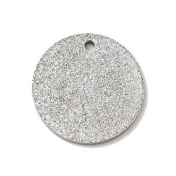 304 Stainless Steel Pendants, Textured, Flat Round, Stainless Steel Color, 12x1mm, Hole: 1mm