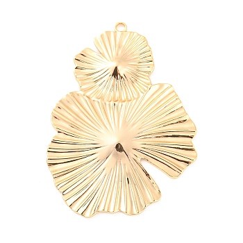 Rack Plating Brass Pendants, Leaf Charm, Real 18K Gold Plated, 49x36x2mm, Hole: 1.8mm