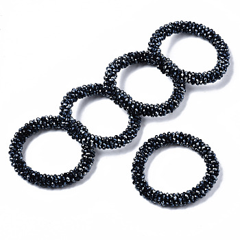 Faceted Electroplate Glass Beads Stretch Bracelets, Torsade Bracelets, Rondelle, Prussian Blue, Inner Diameter: 2 inch(5cm)