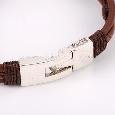 Bracelets à rangs multiples avec cordon en cuir de vachette(BJEW-JB01734)-3