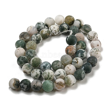 Natural Tree Agate Frosted Agate Round Gemstone Beads Strands(G-O151-01-8mm)-5