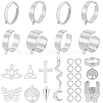 DIY Stainless Steel Charms Cuff Ring Making Kit, Mixed Shapes, Stainless Steel Color, Hole: 1.2mm, Inner Diameter: 18.2mm(DIY-SC0026-05P)