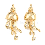 Brass Micro Pave Clear Cubic Zirconia Pendants, with Jump Ring, Jellyfish Charms, Golden, 17x9x5.5mm, Hole: 2.3mm, Jump Ring: 4x0.7mm(KK-Q085-03B-G)