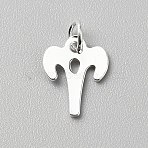 925 Sterling Silver Twelve Constellations Charms, Silver Color Plated, Aries, 10x7.5~8x0.7~0.8mm, Hole: 2.5mm(STER-WH0005-19S-02)
