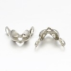 Brass Bead Tips, Calotte Ends, Clamshell Knot Cover, Cadmium Free & Lead Free, Platinum, 7x4mm, Hole: 1mm(KK-N0070-03P)