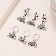 6Pcs Alloy Dreadlocks Beads, Flower Braiding Hair Pendants Decoration Clips, Antique Silver, 40x20mm(PW-WG672F4-01)