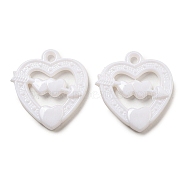 Valentine's Day Opaque Acrylic Pendants, Heart Charms, White, 27x25x4mm, Hole: 2mm, about 427pcs/500g.(SACR-L007-042B)