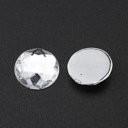Acrylic Rhinestone Flat Back Cabochons, Faceted, Half Round, White, about 12mm in diameter, 4mm thick(X-PGO-12mm38)