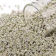 TOHO Round Seed Beads, Japanese Seed Beads, (558) Silver Metallic, 11/0, 2.2mm, Hole: 0.8mm, about 5555pcs/50g(SEED-XTR11-0558)