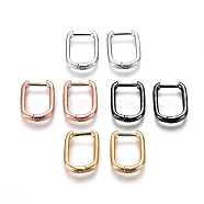Brass Huggie Hoop Earrings, Rectangle, Mixed Color, 12 Gauge, 15.5x11.5x2mm, Pin: 1mm(EJEW-L234-61)