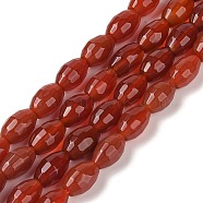 Natural Carnelian Beads Strands, Deyd & Heated, Faceted, Oval, 12x8mm, Hole: 1.2mm, about 32pcs/strand, 14.76''(37.5cm)(G-NH0030-01B)