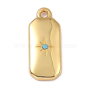 Brass Micro Pave Cubic Zirconia Charms, Long-Lasting Plated, Real 18K Gold Plated, Octagon with Star, Deep Sky Blue, 14x6x1.5mm, Hole: 1.2mm(ZIRC-I054-12G-06)