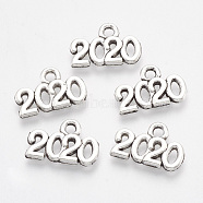 Tibetan Style Alloy Charms, New Year 2020, Lead Free & Cadmium Free, 9x14x1.5mm, Hole: 1.8mm, about 1700pcs/1000g(TIBE-T010-35AS-RS)