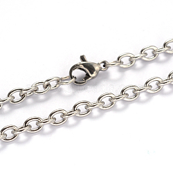 201 Stainless Steel Cable Chains Necklaces, with Lobster Claw Clasps, Stainless Steel Color, 22.04 inch(56cm), 4mm(NJEW-L416-01)