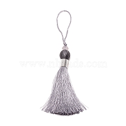 Polyester Tassel Pendant Decorations, with CCB Plastic Beads, Gainsboro, 227~236mm(HJEW-WH0036-17D)