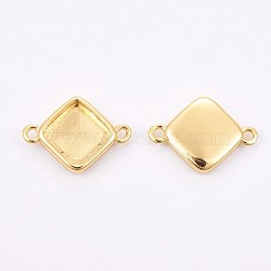 Brass Cabochon Connector Settings, Long-Lasting Plated, Rhombus, Golden, Tray: 10x10mm, 12x17x2.5mm, Hole: 1.4mm(KK-F748-11G)