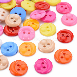 2-Hole Plastic Buttons, Head, Mixed Color, 15x3mm, Hole: 2mm(BUTT-N018-009)