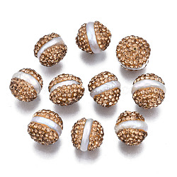 Polymer Clay Rhinestone Beads, with Natural Freshwater Pearl, Acorn, Chocolate, PP13(1.9~2mm), 10.5~13.5x11~12.5mm, Hole: 0.5~0.7mm(RB-S056-21-01)
