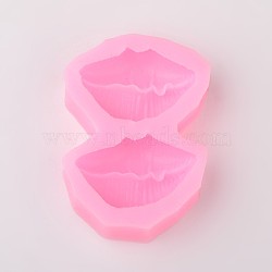 Lip Design DIY Food Grade Silicone Molds, Fondant Molds, For DIY Cake Decoration, Chocolate, Candy, UV Resin & Epoxy Resin Jewelry Making, Random Single Color or Random Mixed Color, 68x49x15mm, Inner Size: 27x40mm(AJEW-L054-76)