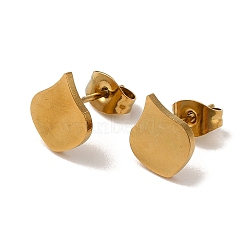 PVD Vacuum Plating 304 Stainless Steel Stud Earrings, Twist Teardrop, Golden, 10x8.5mm(EJEW-Z040-08G)