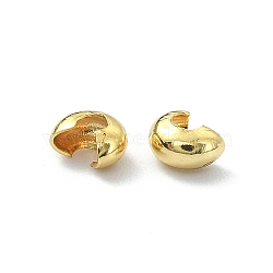 Brass Crimp Beads Covers, Real 18K Gold Plated, 4x3x2mm, Hole: 1.5mm(X-KK-P232-14G)