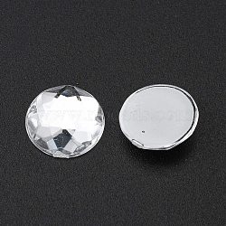 Acrylic Rhinestone Flat Back Cabochons, Faceted, Half Round, White, about 12mm in diameter, 4mm thick(X-PGO-12mm38)