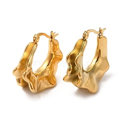 Ion Plating(IP) 304 Stainless Steel Twist Teardrop Hoop Earrings, Real 18K Gold Plated, 28x13.5mm(EJEW-K244-31G)