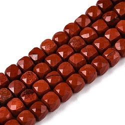 Natural Red Jasper Beads Strands, Grade AA, Faceted, Cube, 4~5x4~5x4~5mm, Hole: 0.8mm, about 92~105pcs/strand, 14.96~15.35 inch(38~39cm)(G-N342-130)