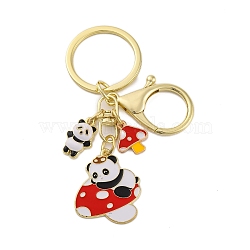 Rack Plating Panda Zinc Alloy Enamel Pendant Keychain, with Iron Keychain Ring, Golden, 8.55cm, pendant: 50.5x27x15mm(KEYC-G064-01F)