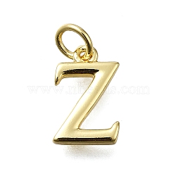 Brass Pendants, With Jump Ring, Long-Lasting Plated, Lead Free & Cadmium Free, Rack Plating, Real 18K Gold Plated, Letter Z, 12x8x2mm, Hole: 3mm(KK-K400-51G-Z)