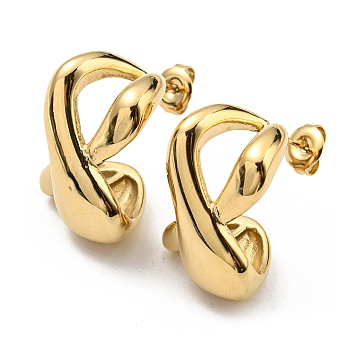 304 Stainless Steel Twist Infinity Stud Earrings, Real 18K Gold Plated, 22.5x15mm