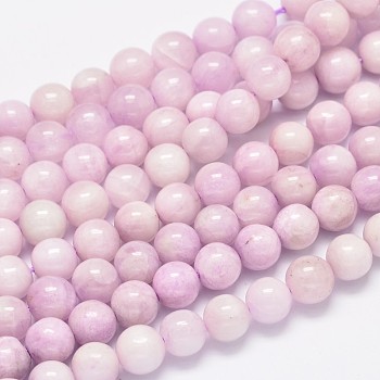 Round Natural Kunzite Beads Strands, Spodumene Beads, Grade A, 7~8mm, Hole: 1mm, about 49pcs/strand, 15.5 inch