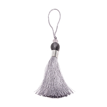 Polyester Tassel Pendant Decorations, with CCB Plastic Beads, Gainsboro, 227~236mm