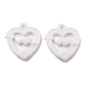 Valentine's Day Opaque Acrylic Pendants, Heart Charms, White, 27x25x4mm, Hole: 2mm, about 427pcs/500g.