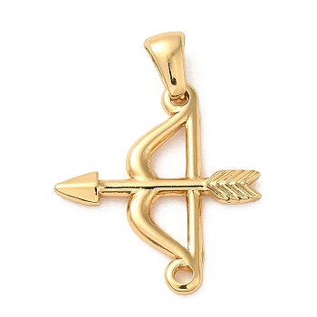 304 Stainless Steel Pendants, Bow and Arrow Charms, Golden, 23x21x2.5mm, Hole: 5.5x3mm