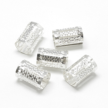 Iron Dreadlocks Beads Hair Decoration, Hair Coil Cuffs, Column, Silver Color Plated, 15x8mm, Hole: 7mm