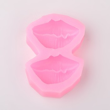 Lip Design DIY Food Grade Silicone Molds, Fondant Molds, For DIY Cake Decoration, Chocolate, Candy, UV Resin & Epoxy Resin Jewelry Making, Random Single Color or Random Mixed Color, 68x49x15mm, Inner Size: 27x40mm