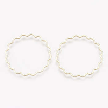 Brass Linking Rings, Real 18K Gold Plated, Ring, 24.5x24.5x1mm