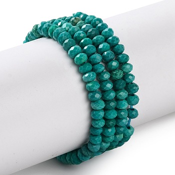 Natural Howlite Beads Strands, Dyed, Faceted, Rondelle, Light Sea Green, 3x2mm, Hole: 0.8mm, about 171~176pcs/strand, 15.16~15.35''(38.5~39cm)