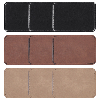 9Pcs 3 Colors Imitation Leather Laserable Label Tags, Sew on Blank Hat Patches, Rectangle, Mixed Color, 88x63x1.5mm, 3pcs/color
