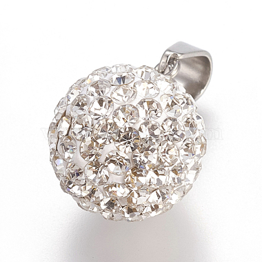 Stainless Steel Color White Round Stainless Steel + Rhinestone Charms
