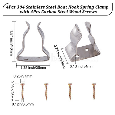 4Pcs 304 Stainless Steel Boat Hook Spring Clamp(STAS-GF0001-17)-2