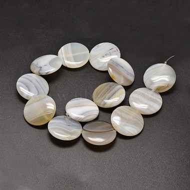 Brins de perles plates rondes en agate dendritique naturelle(G-M257-30mm-24)-2