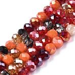 Electroplate Glass Beads Strands, Faceted, Rondelle, Red, 5.5~6x5mm, Hole: 1mm, about 90~92pcs/strand, 16.54 inch~16.93 inch(42~43cm)(EGLA-N002-12F)