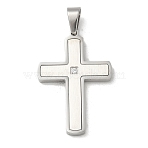 304 Stainless Steel Pendants, Cross Charm, Stainless Steel Color, 39x26.5x3mm, Hole: 8x5.5mm(STAS-G346-25P)