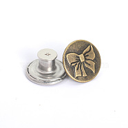 Alloy Button Pins for Jeans, Nautical Buttons, Garment Accessories, Round with Bowknot, Antique Bronze, 17mm(PURS-PW0009-01E-01AB)