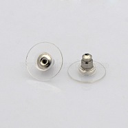 304 Stainless Steel Ear Nuts, Bullet Clutch Earring Backs with Pad, for Stablizing Heavy Post Earrings, with Plastic, Stainless Steel Color, 12x7mm, Hole: 1mm(STAS-N019-22)