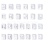 Zinc Alloy Slide Charms, with Letter Pattern, Rectangle, Cadmium Free & Lead Free, Alphabet, Letter A~Z, Platinum, 10x8x4mm, Hole: 8x2mm, 26pcs/set, 3sets/box(PALLOY-NB0001-99-RS)